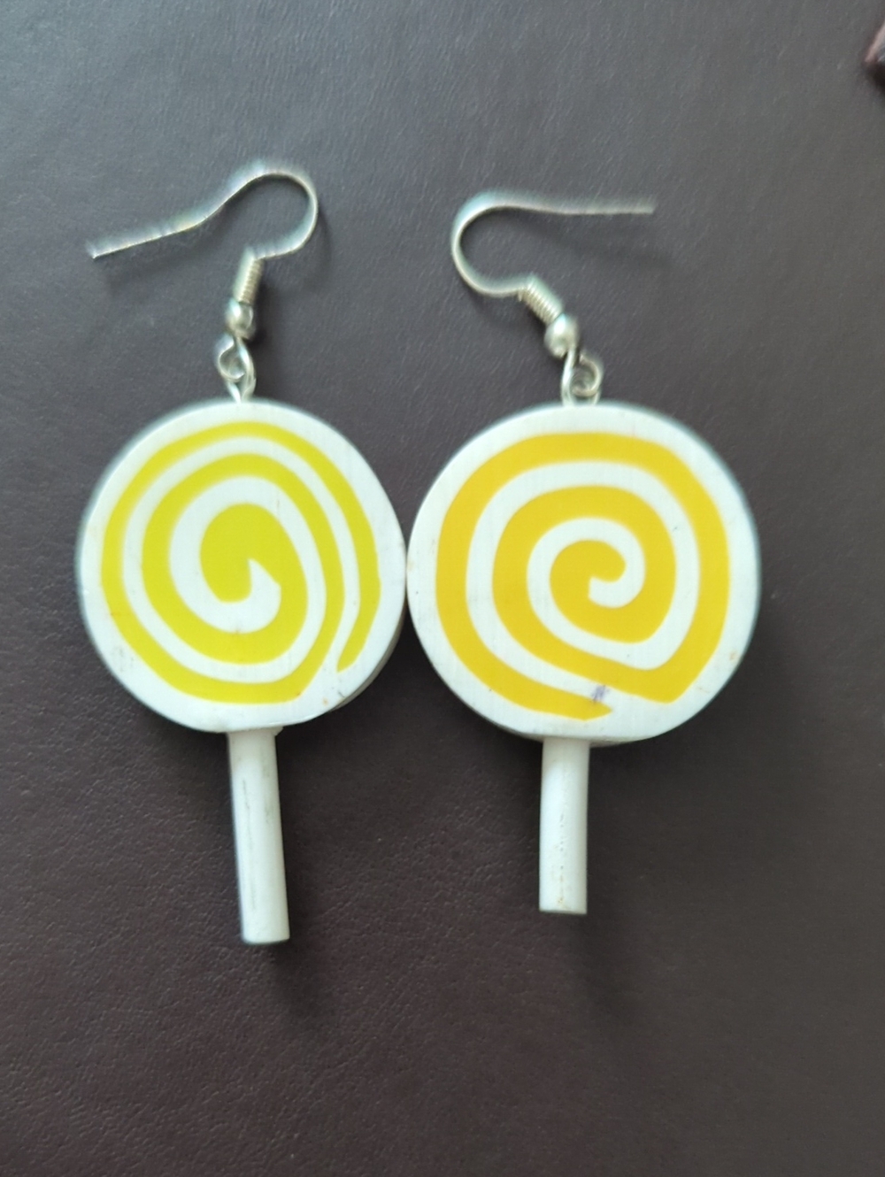 Yellow Spiral Lollipop Dangle Earrings - Women Jewelry
